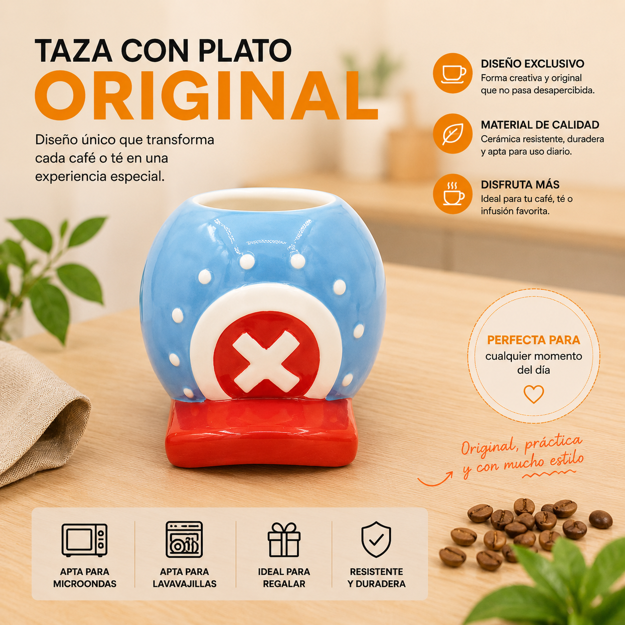 Características taza Chopper azul